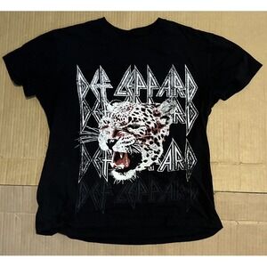 Def Leppard Womens Small Graphic Short Sleeve Tee T Shirt Worn in Style in Black